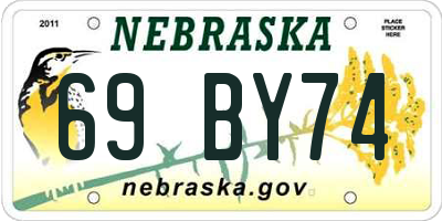 NE license plate 69BY74