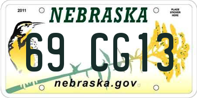NE license plate 69CG13