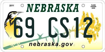 NE license plate 69CS12