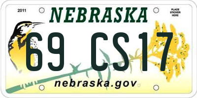 NE license plate 69CS17
