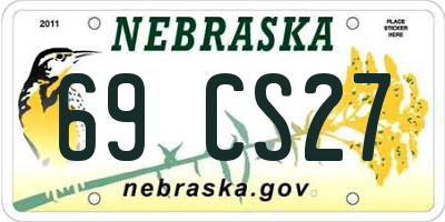 NE license plate 69CS27