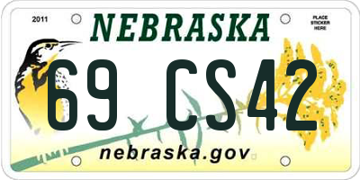 NE license plate 69CS42