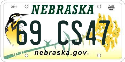 NE license plate 69CS47