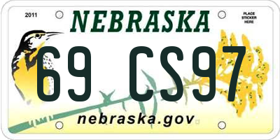 NE license plate 69CS97