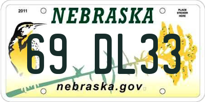 NE license plate 69DL33