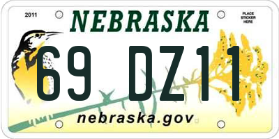 NE license plate 69DZ11