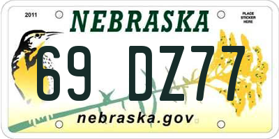 NE license plate 69DZ77