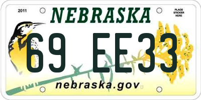 NE license plate 69EE33