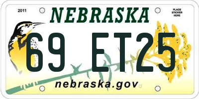 NE license plate 69ET25