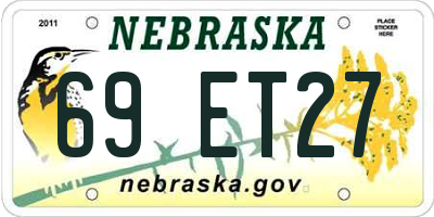 NE license plate 69ET27