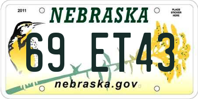 NE license plate 69ET43