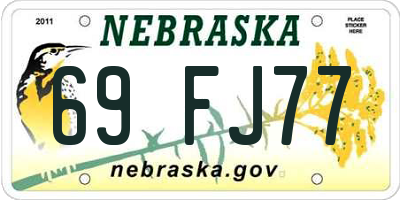 NE license plate 69FJ77