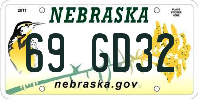 NE license plate 69GD32