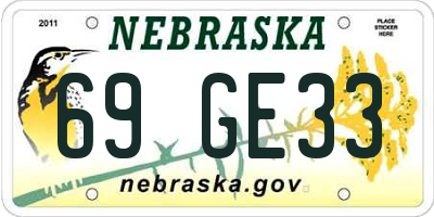 NE license plate 69GE33