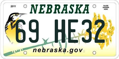 NE license plate 69HE32