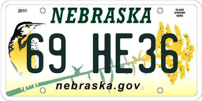 NE license plate 69HE36
