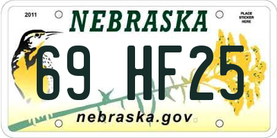 NE license plate 69HF25