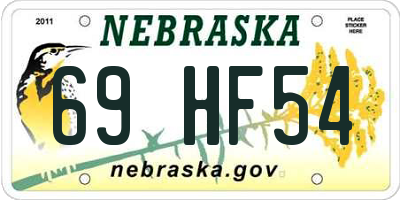 NE license plate 69HF54