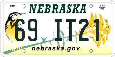 NE license plate 69IT21