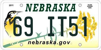 NE license plate 69IT51