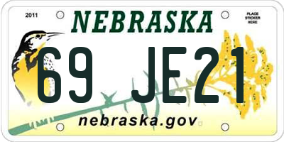NE license plate 69JE21