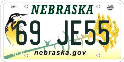 NE license plate 69JE55