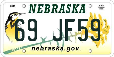 NE license plate 69JF59