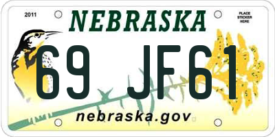 NE license plate 69JF61