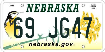 NE license plate 69JG47