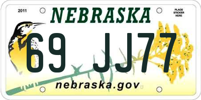 NE license plate 69JJ77