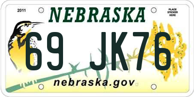 NE license plate 69JK76