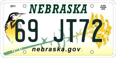 NE license plate 69JT72