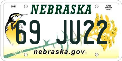 NE license plate 69JU22