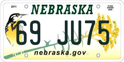 NE license plate 69JU75