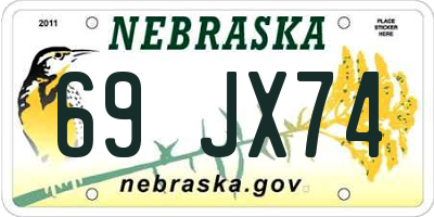 NE license plate 69JX74