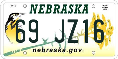 NE license plate 69JZ16