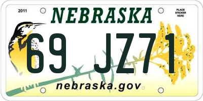 NE license plate 69JZ71