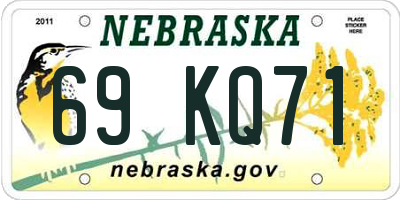 NE license plate 69KQ71