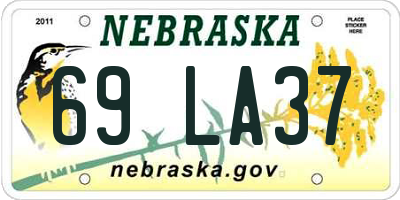 NE license plate 69LA37