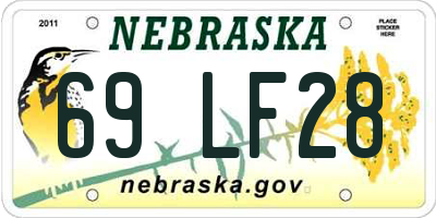 NE license plate 69LF28