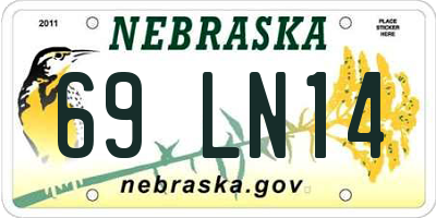 NE license plate 69LN14