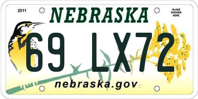 NE license plate 69LX72