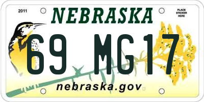NE license plate 69MG17