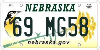 NE license plate 69MG58