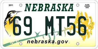 NE license plate 69MT56