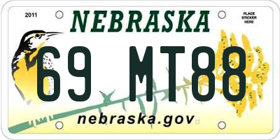 NE license plate 69MT88