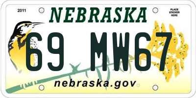 NE license plate 69MW67