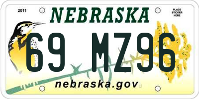 NE license plate 69MZ96