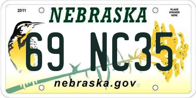 NE license plate 69NC35