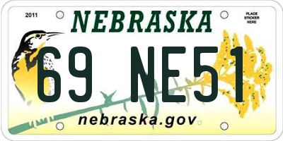 NE license plate 69NE51